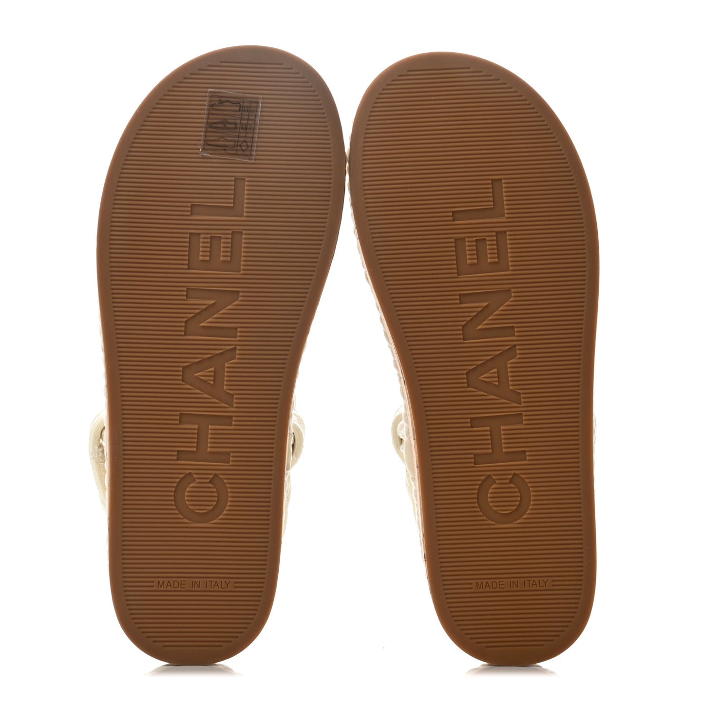 Cord Lambskin Quilted Logo Sandals 35 Ivory