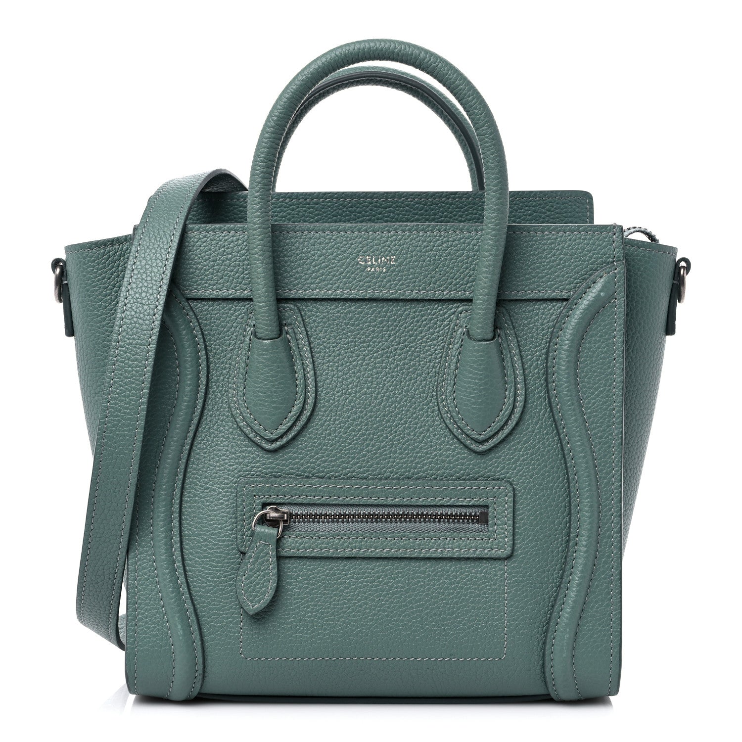 Celine Drummed Calfskin Nano Luggage Celadon 1 of 7