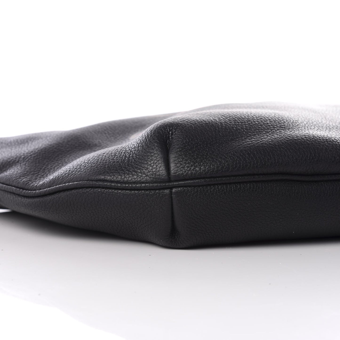 Grained Calfskin Logo Half Moon Hobo Black
