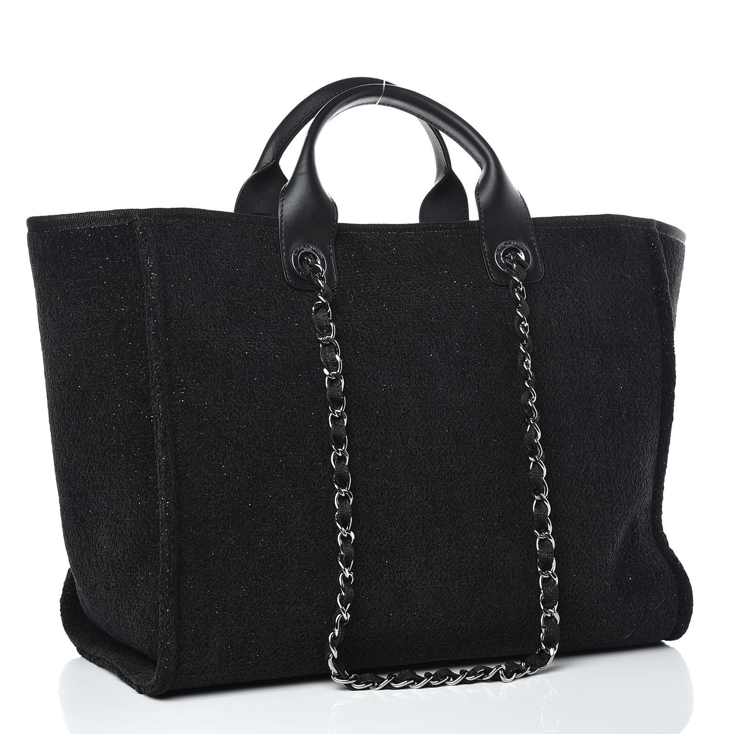 Lurex Boucle Medium Deauville Tote Black