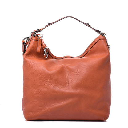 Gucci Pebbled Calfskin Large Icon Bit Hobo Orange 1 of 11