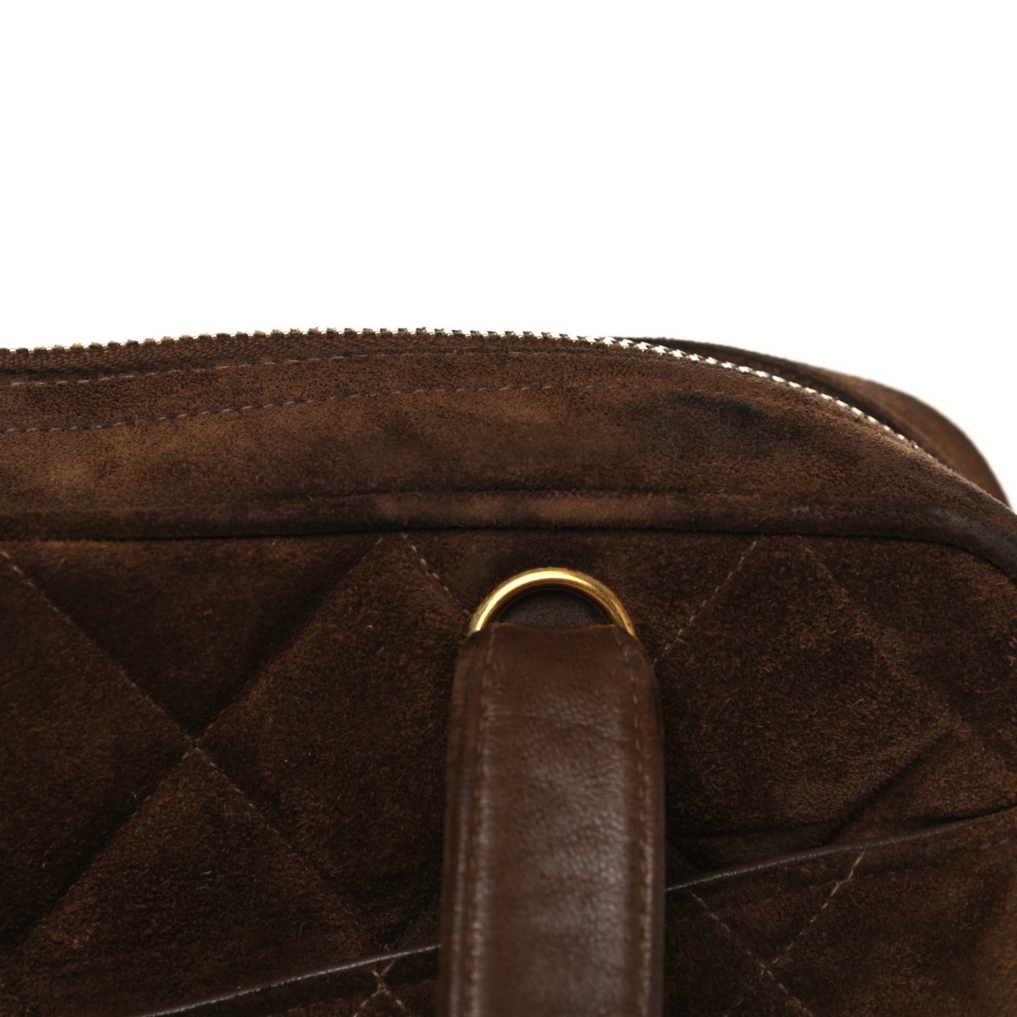 Suede Quilted Shoulder Bag Brown