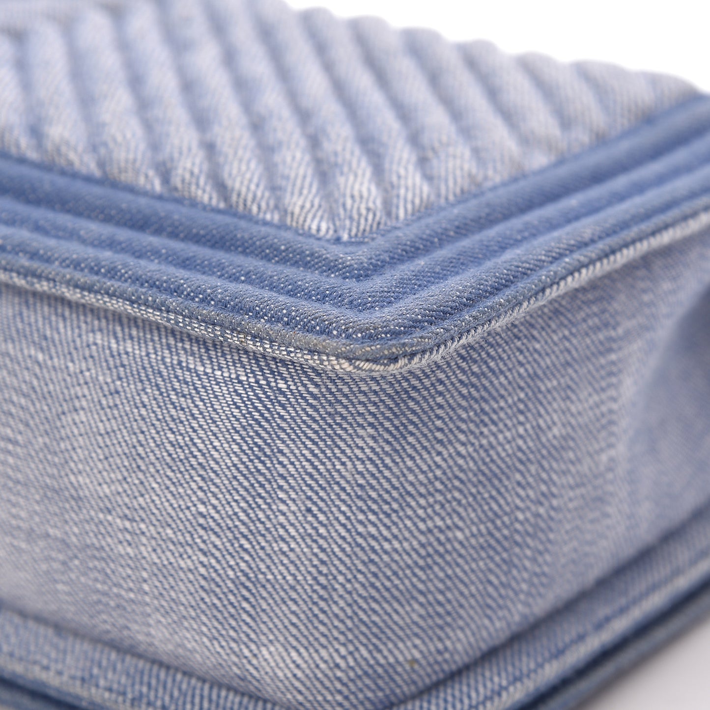 Denim Chevron Quilted New Medium Boy Flap Blue