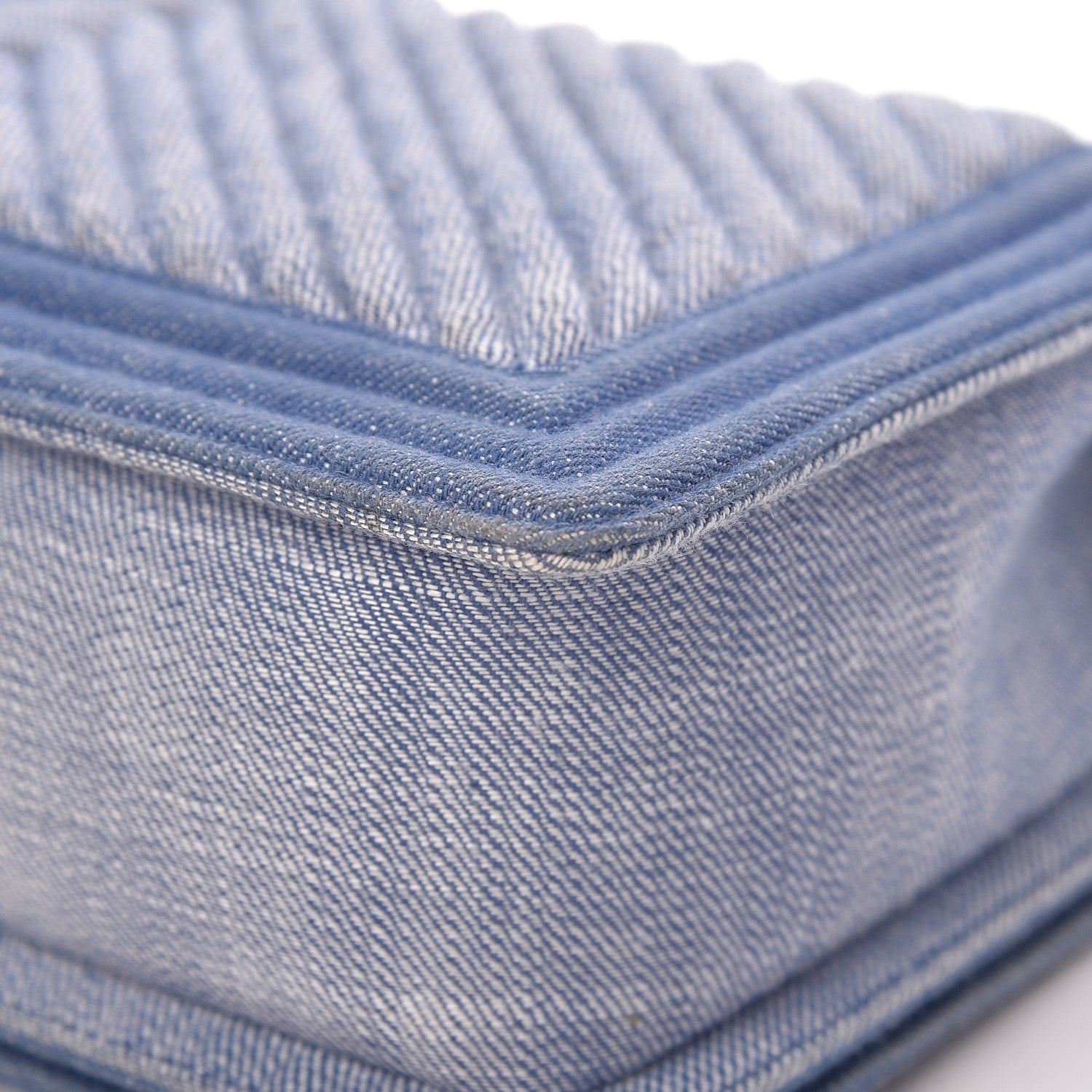 Chanel Denim Chevron Quilted New Medium Boy Flap Blue 11 of 13