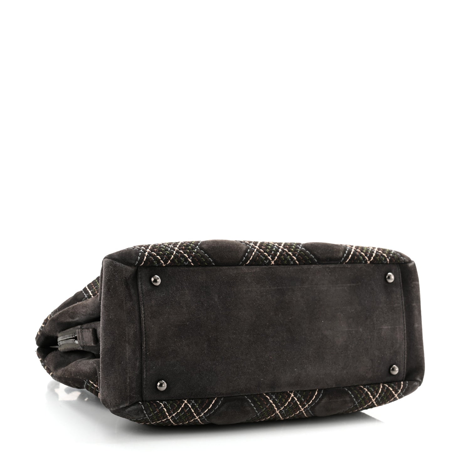 Suede Stitched Saltire CC Zip Shopping Tote Grey Multicolor