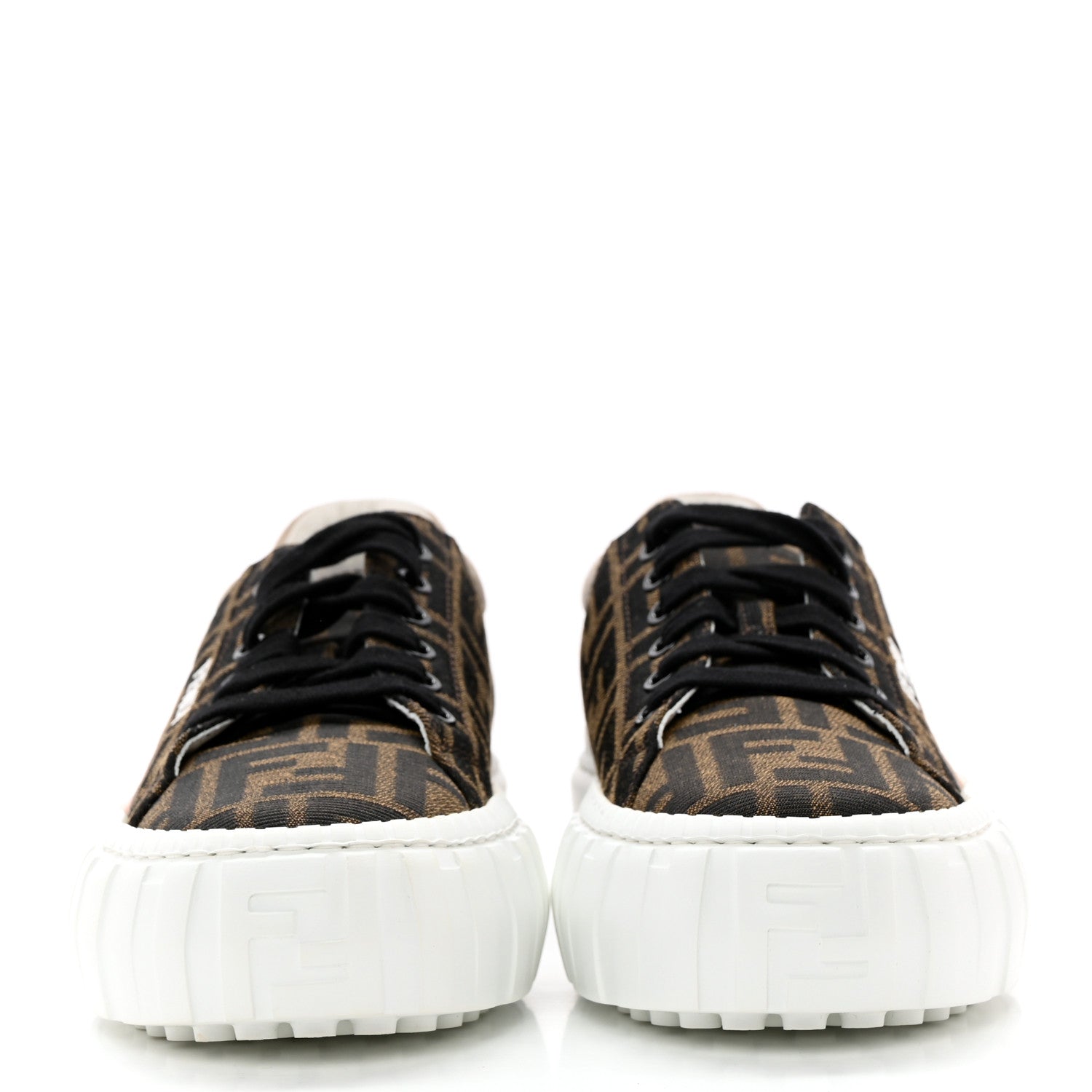 Fendi Fabric Jacquard FF Rainbow Womens Fendi Force Low-Top Sneakers 39 Tobacco Black White Multicolor 2 of 11