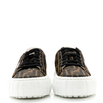 Fendi Fabric Jacquard FF Rainbow Womens Fendi Force Low-Top Sneakers 39 Tobacco Black White Multicolor 2 of 11