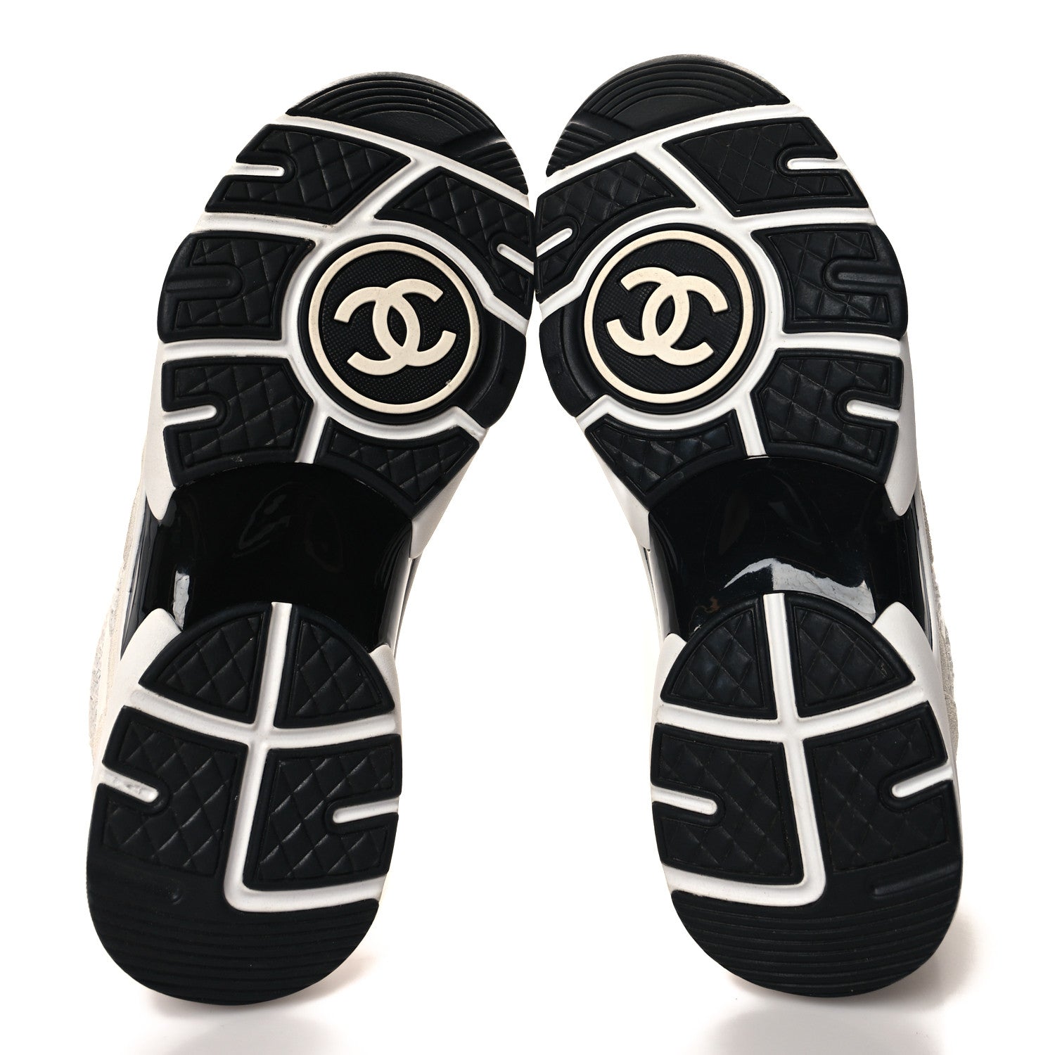 Chanel Painted Iridescent Cotton Tweed Suede Womens CC Sneakers 36 White Silver Multicolor 5 of 7