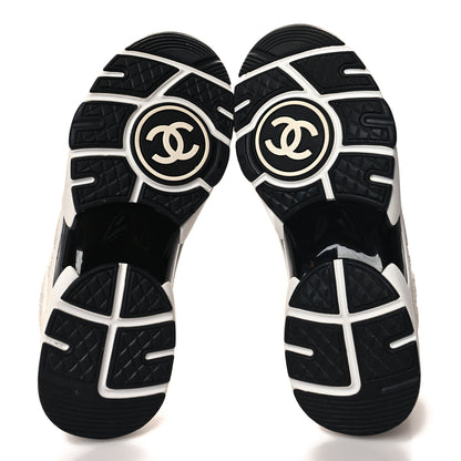Chanel Painted Iridescent Cotton Tweed Suede Womens CC Sneakers 36 White Silver Multicolor 5 of 7