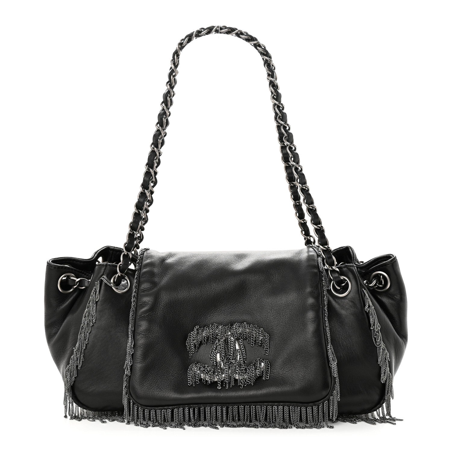 Chanel Lambskin Rock And Cabaret Chain Fringe Accordion Flap Black 1 of 11