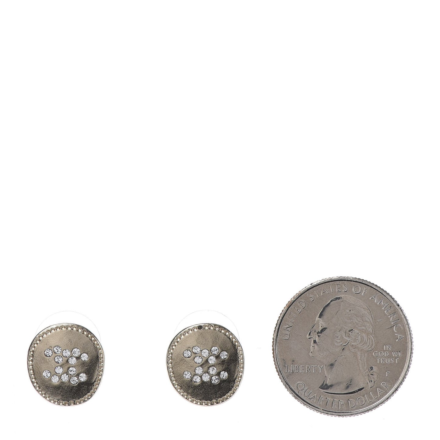 Crystal CC Round Earrings Gold