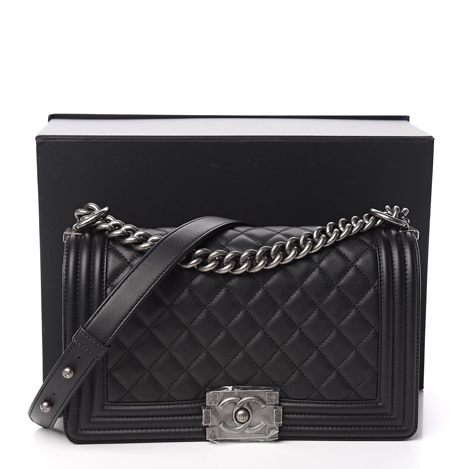 Chanel Calfskin Quilted Medium Boy Flap Black 11 of 11