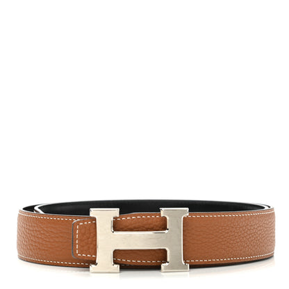 Hermes Swift Togo 32mm H Belt 85 Black Gold 1 of 5