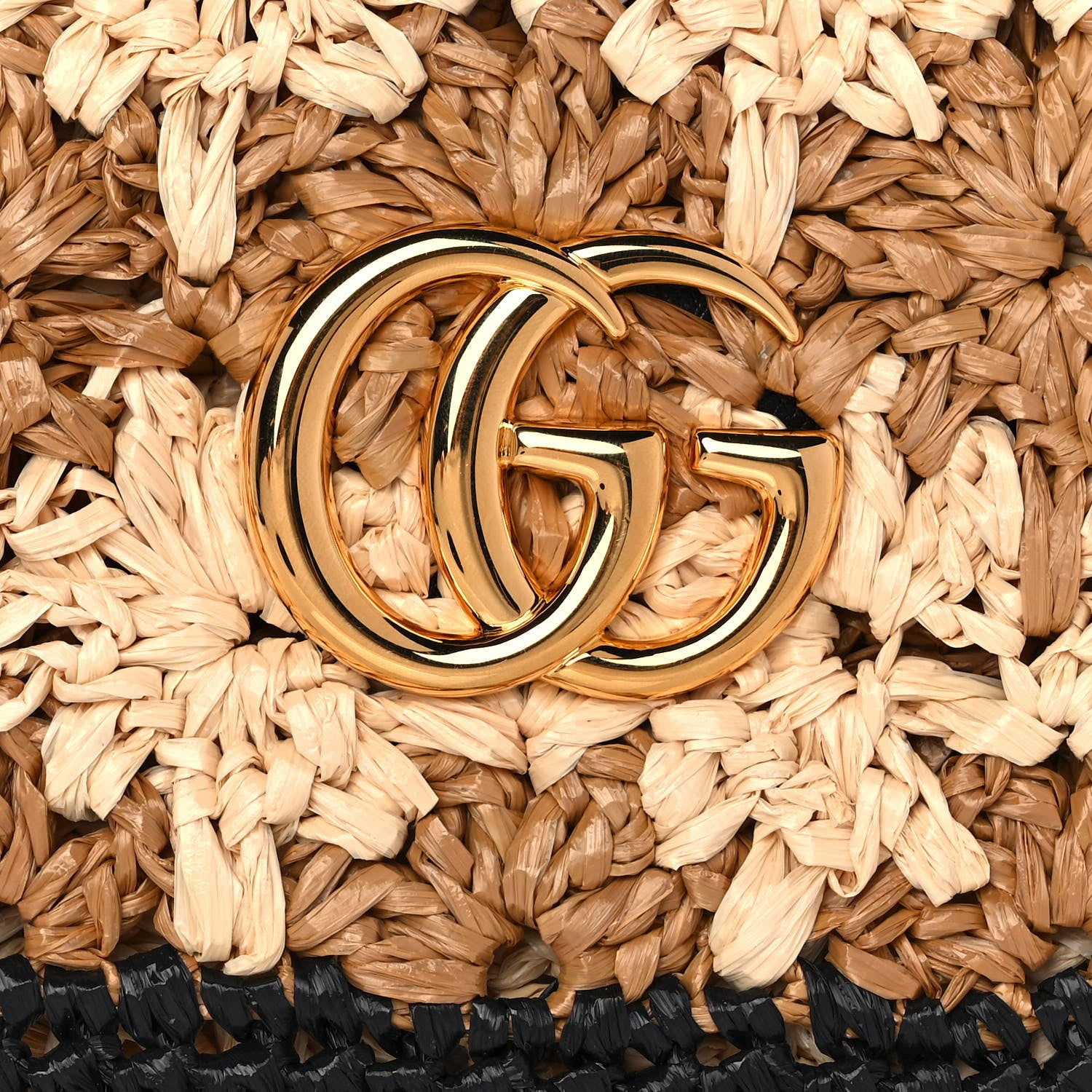 Gucci Raffia Azalea Calfskin Crochet Flower Small GG Marmont Shoulder Bag Natural Ecru Black 11 of 11