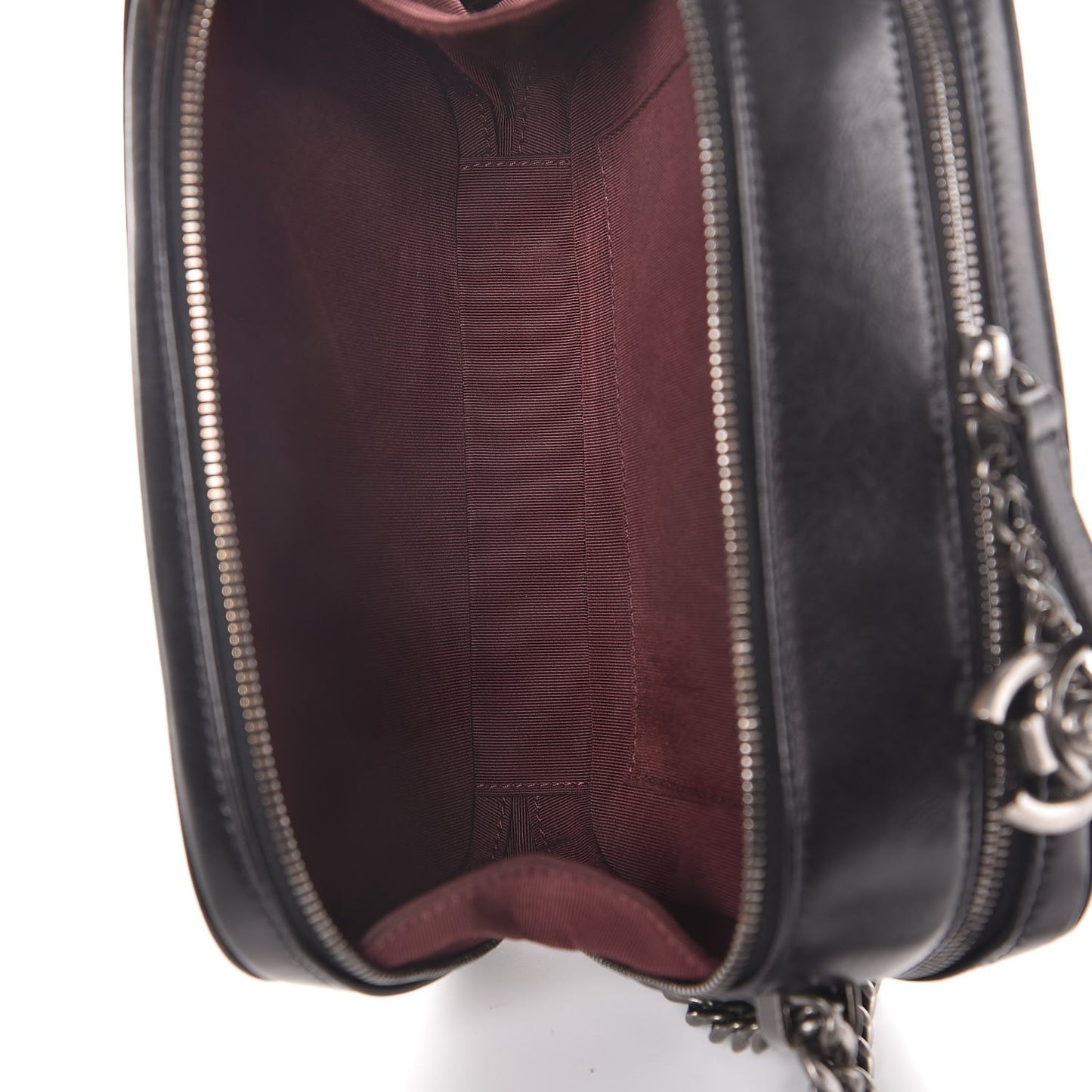 Glazed Calfskin Small Coco Boy Camera Case Black