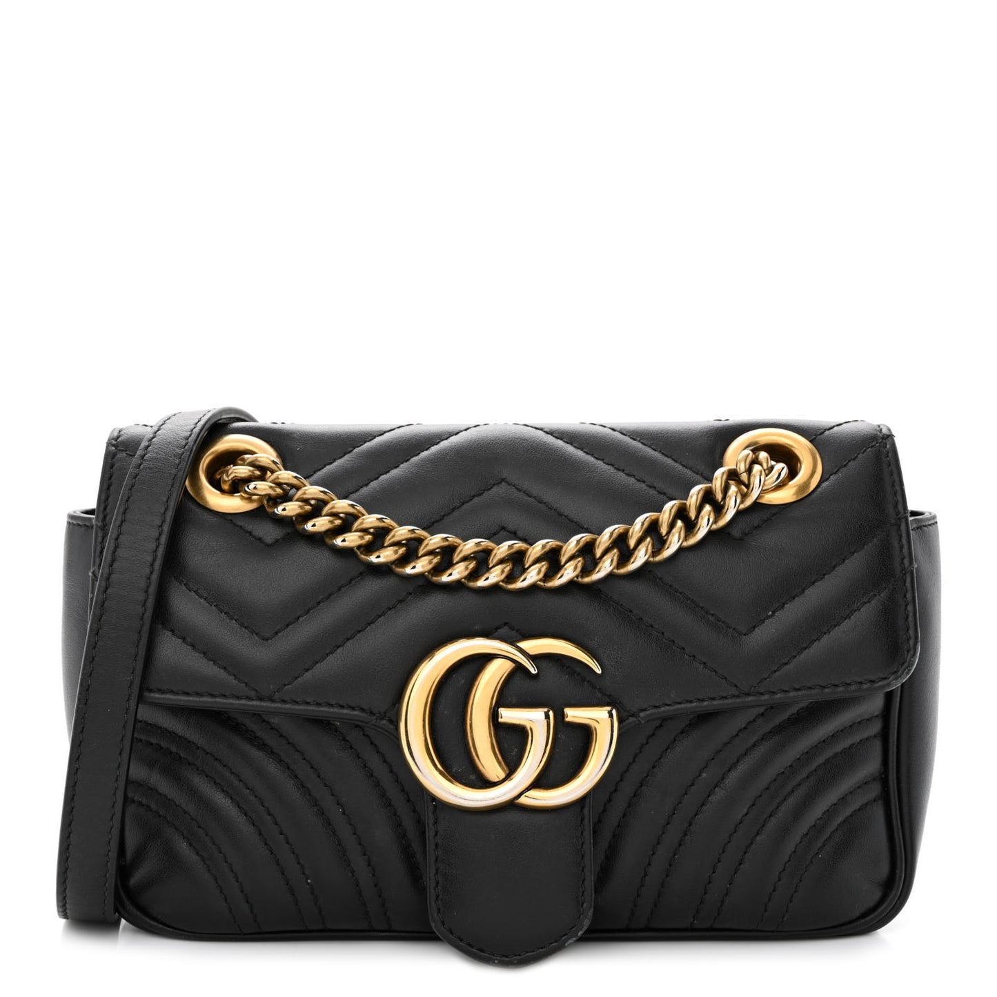Calfskin Matelasse Mini GG Marmont Shoulder Bag Black