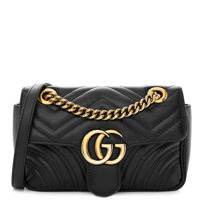 Gucci Calfskin Matelasse Mini GG Marmont Shoulder Bag Black 1 of 14