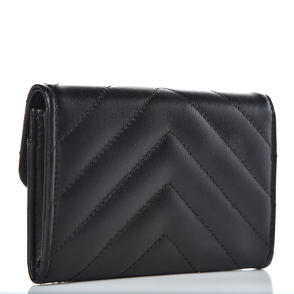 Chanel Lambskin Chevron Quilted Flap Card Holder Black 3 of 10