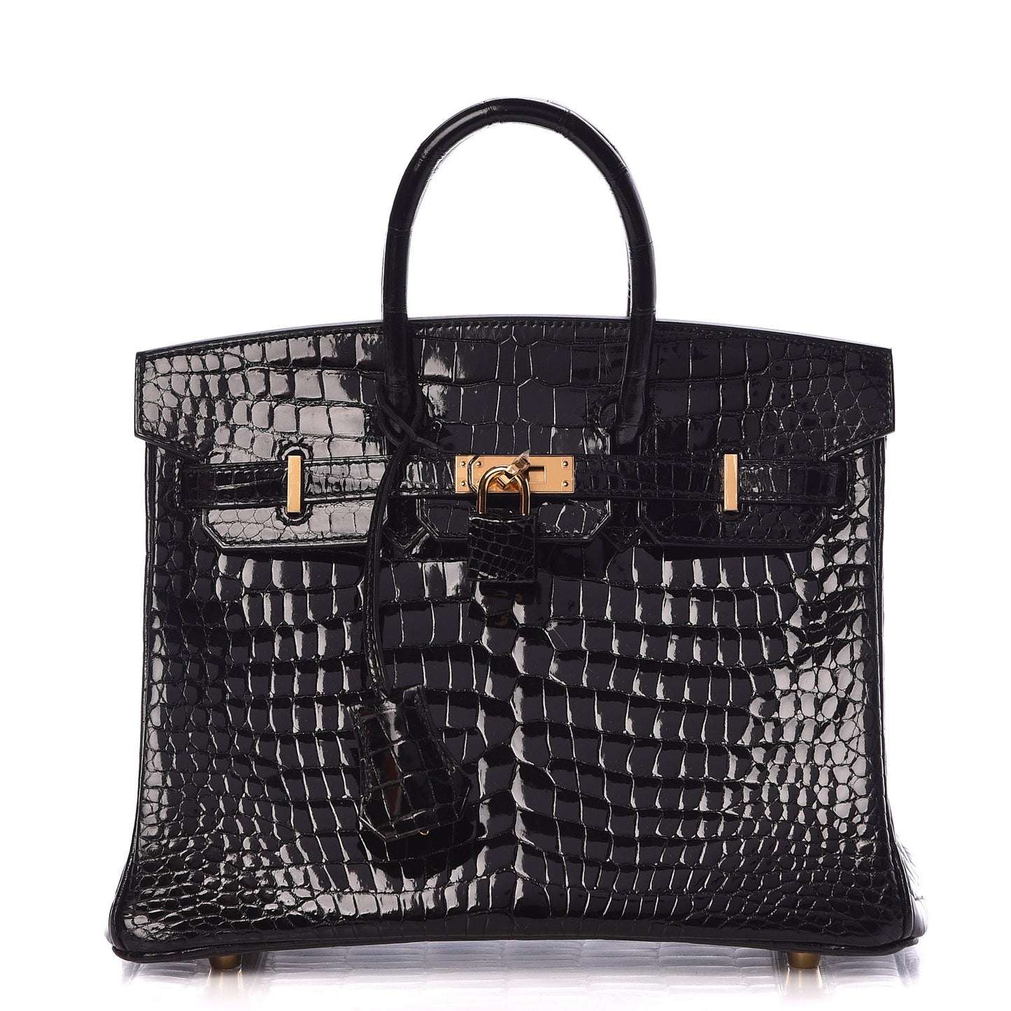 Shiny Porosus Crocodile Birkin 25 Black