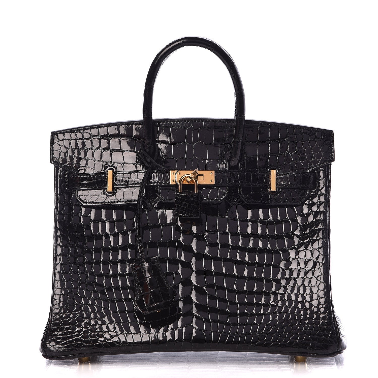 Hermes Shiny Porosus Crocodile Birkin 25 Black 1 of 35