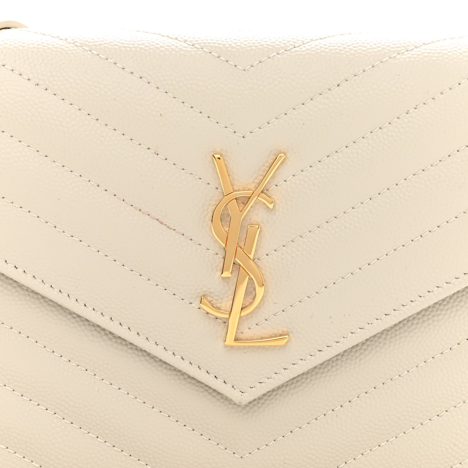 Saint Laurent Grain De Poudre Matelasse Chevron Cassandre Envelope Chain Wallet Nude Powder 6 of 8