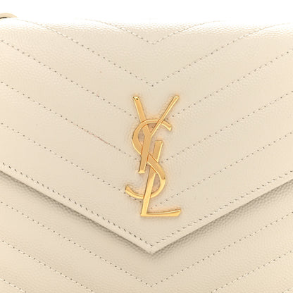 Saint Laurent Grain De Poudre Matelasse Chevron Cassandre Envelope Chain Wallet Nude Powder 6 of 8