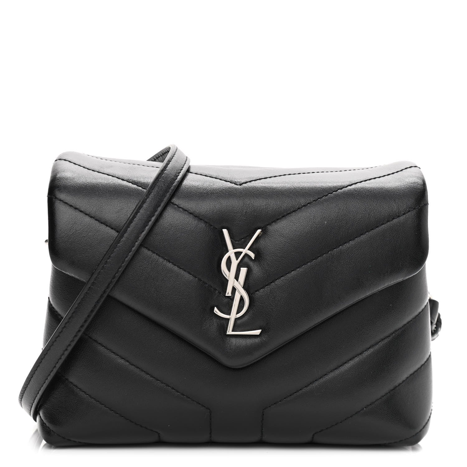 Saint Laurent Calfskin Y Quilted Monogram Toy Loulou Crossbody Bag Black 1 of 12