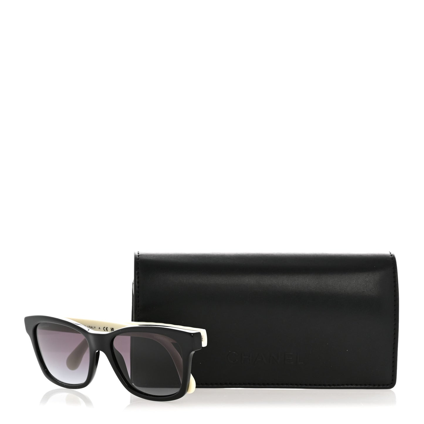 Acetate Quilted CC Square Sunglasses 5484 White Black