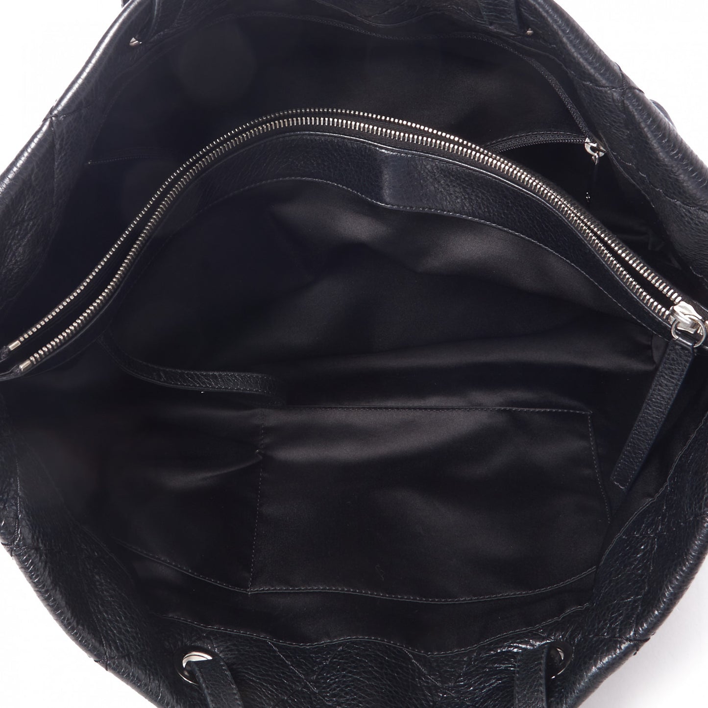 Glazed Calfskin Large On The Road Tote Black