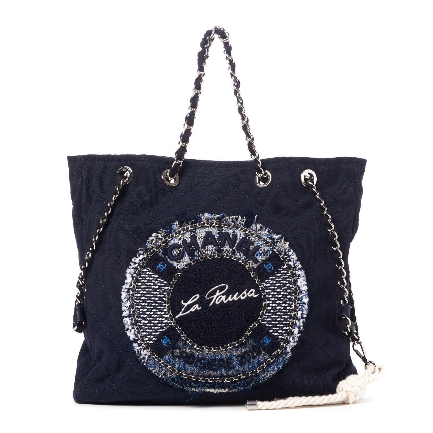 Chanel Canvas Quilted La Pausa Large Shopping Tote Navy 1 of 9
