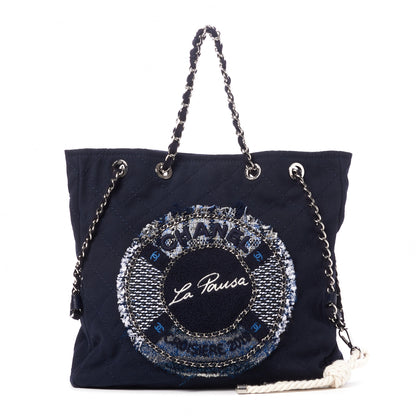 Chanel Canvas Quilted La Pausa Large Shopping Tote Navy 1 of 9