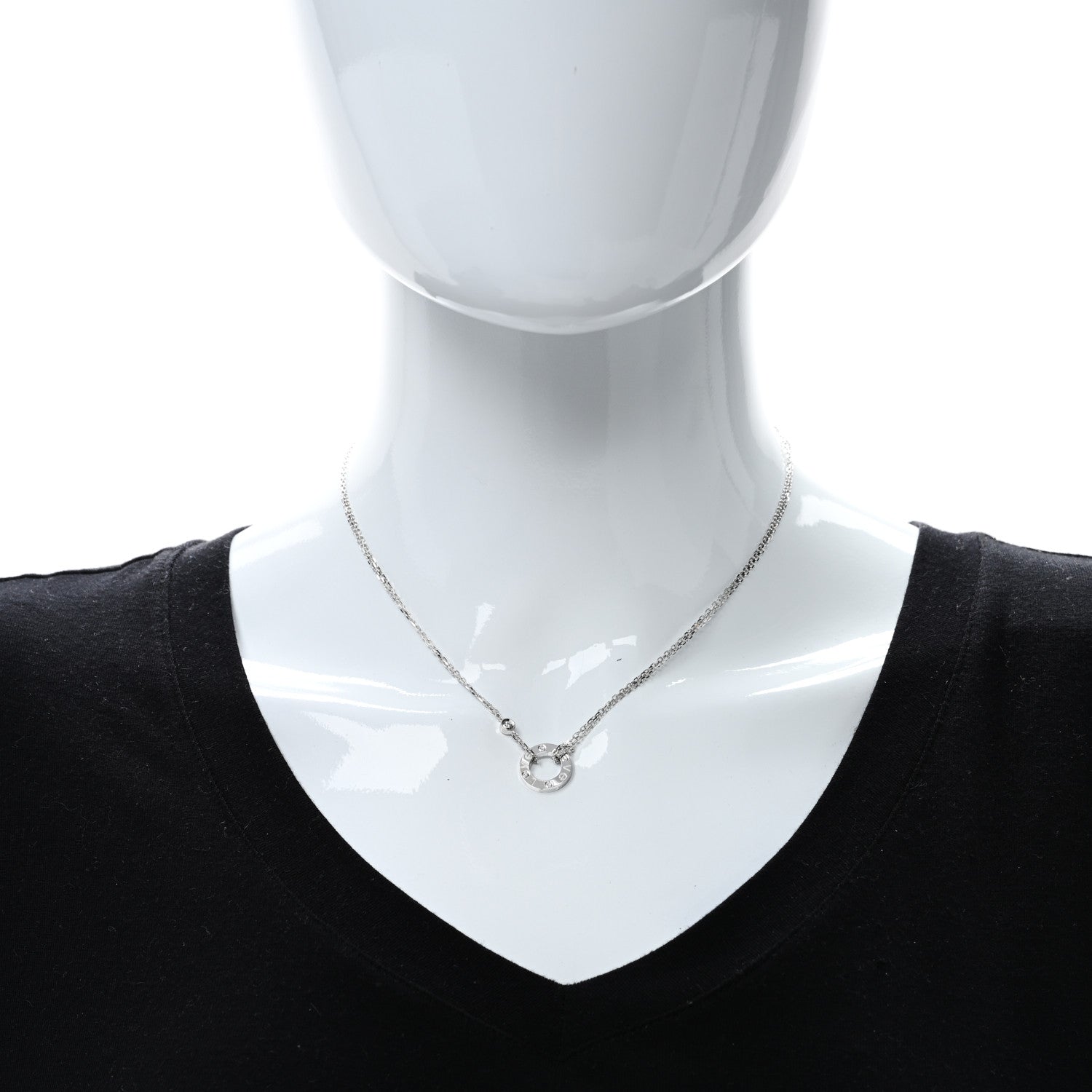 Cartier 18K White Gold 2 Diamond LOVE Necklace 2 of 4