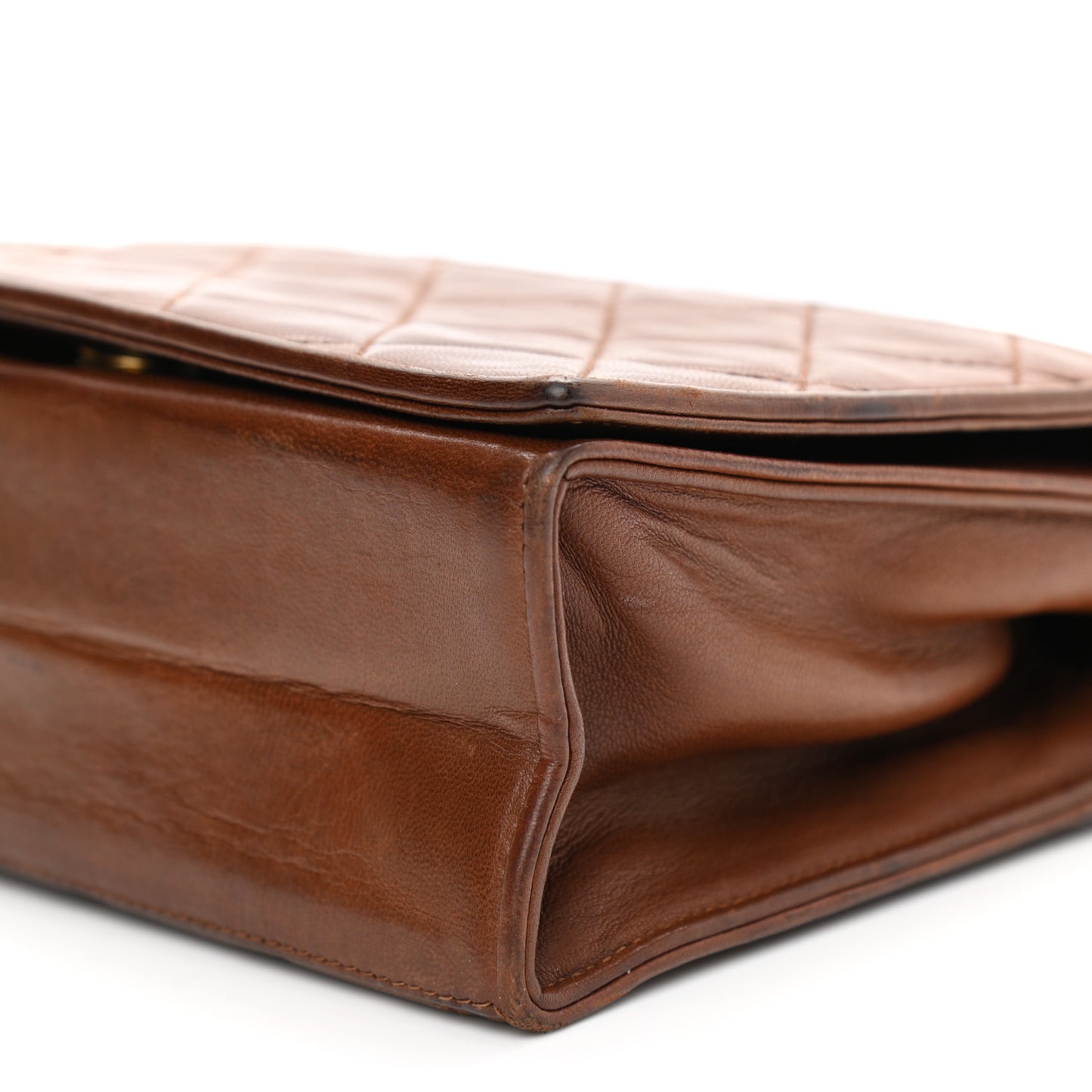 Lambskin Quilted CC Single Flap Brown