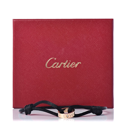 Cartier 18K Pink Gold Diamond Charity LOVE Adjustable Cord Bracelet Black 6 of 6