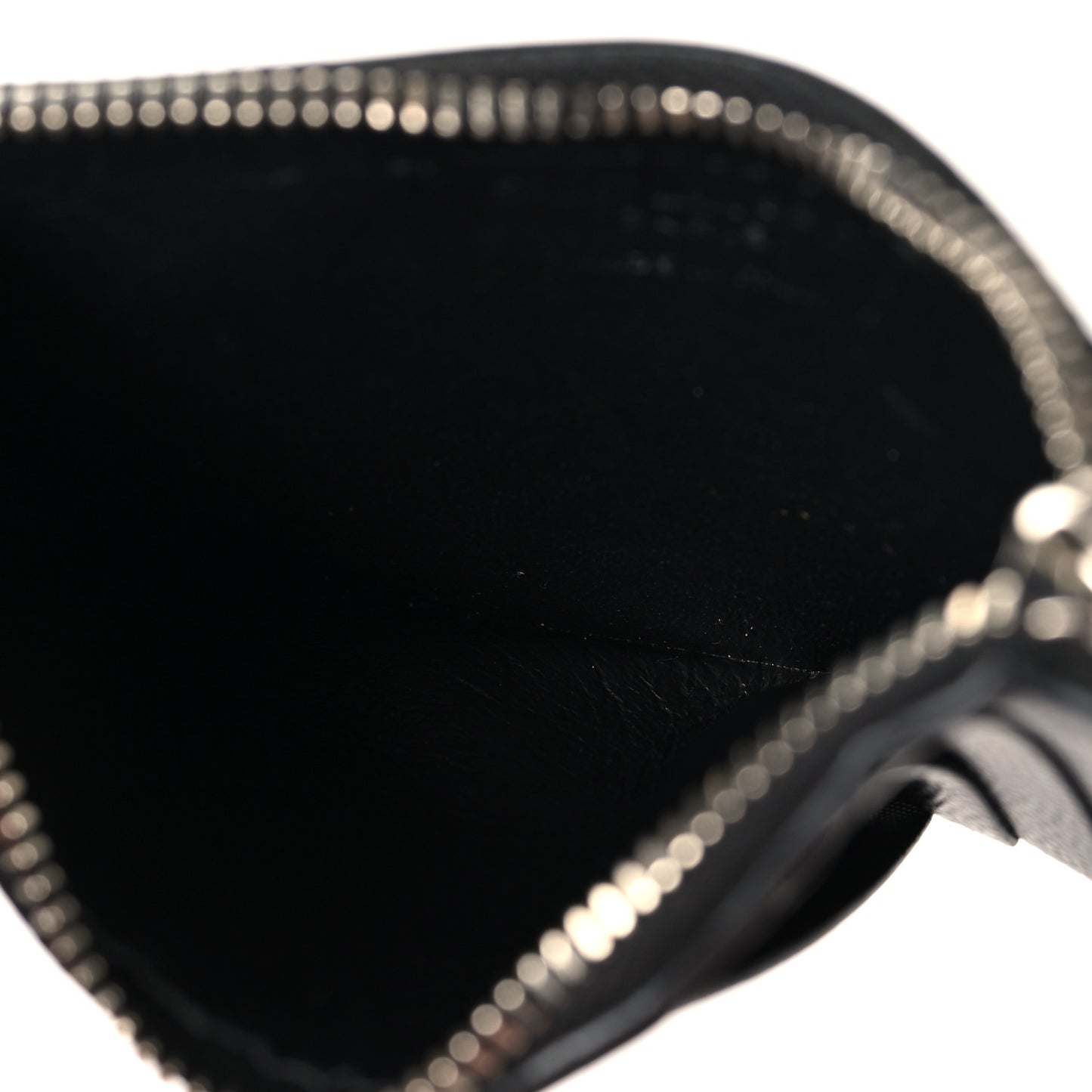 Grained Calfskin 5 Fragments Zip Pouch Card Holder Black