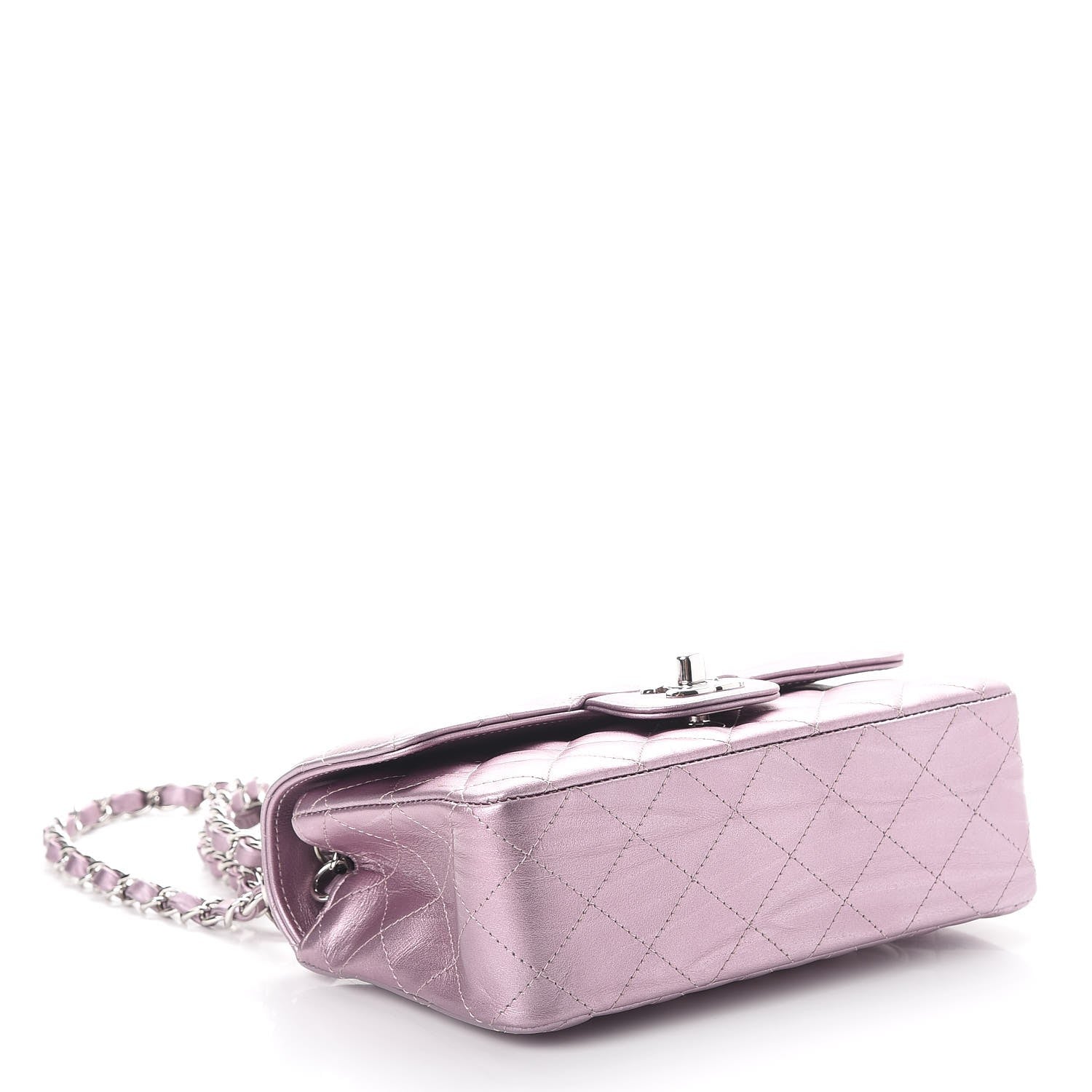 Chanel Metallic Calfskin Quilted Mini Rectangular Flap Pink 5 of 15
