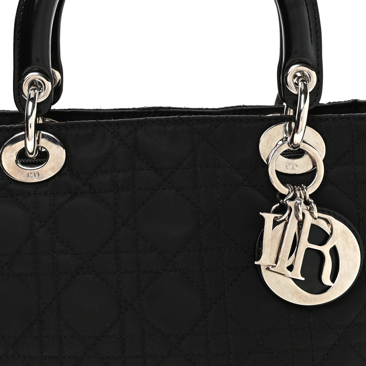Nylon Cannage Medium Lady Dior Black