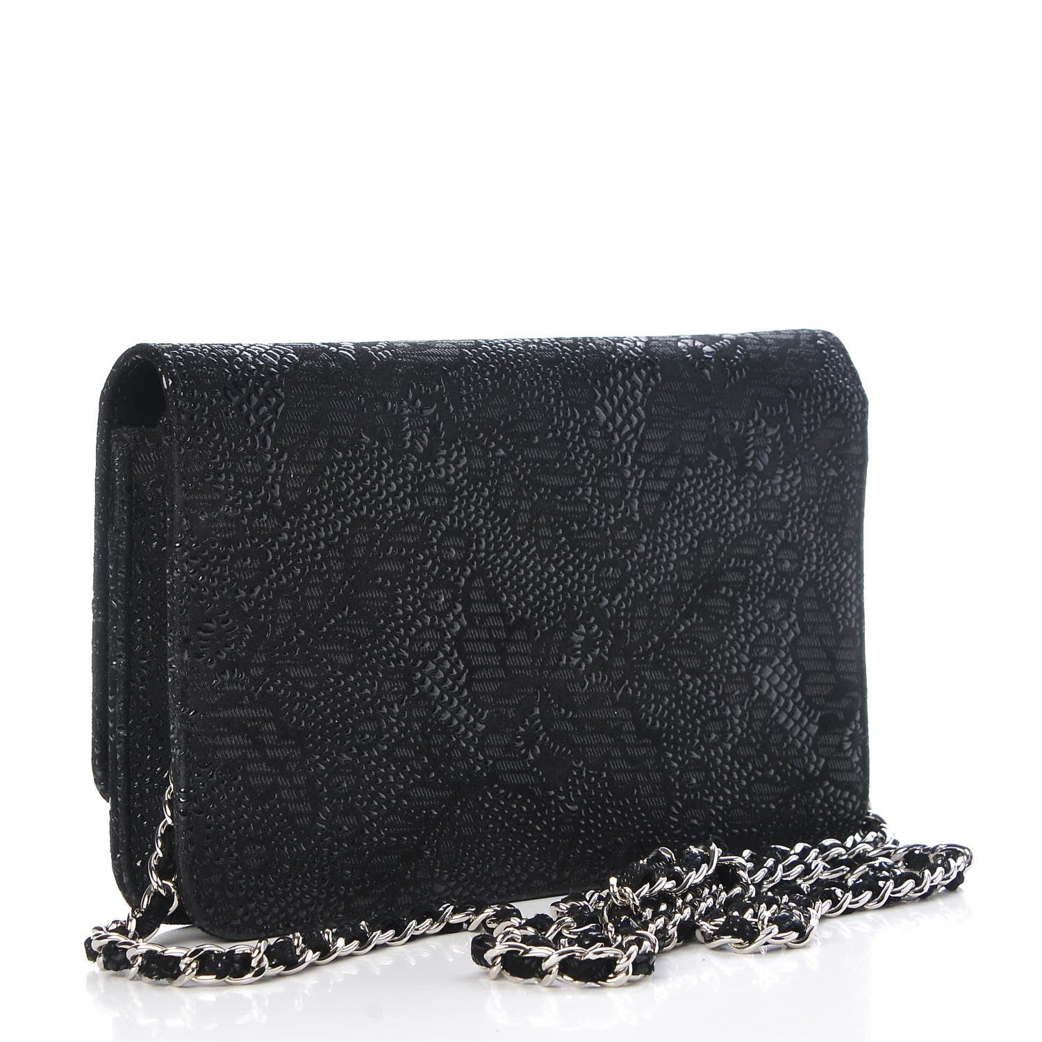 Chanel Suede Wallet on Chain WOC Black 3 of 8