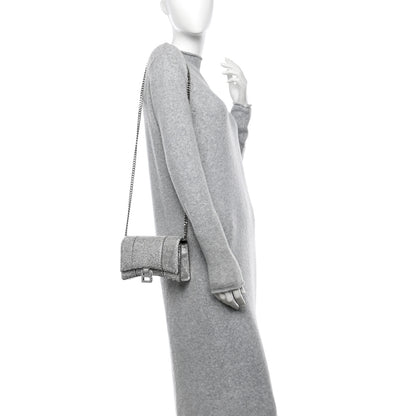 Balenciaga Strass Suede Hourglass Chain Bag Smoke Grey Crystal 2 of 9