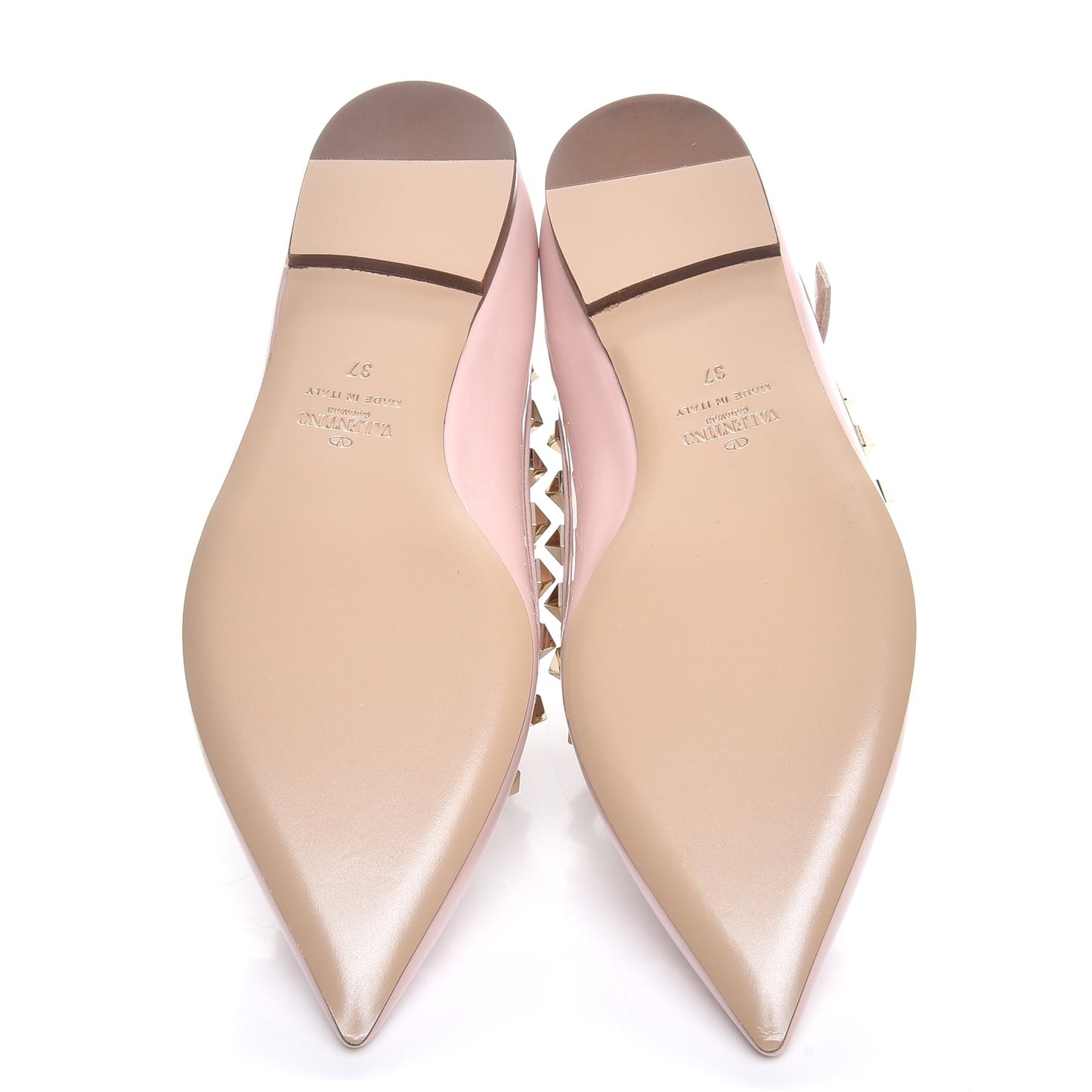 Patent Rockstud Cage Ballerina Flats 37 Water Rose Poudre