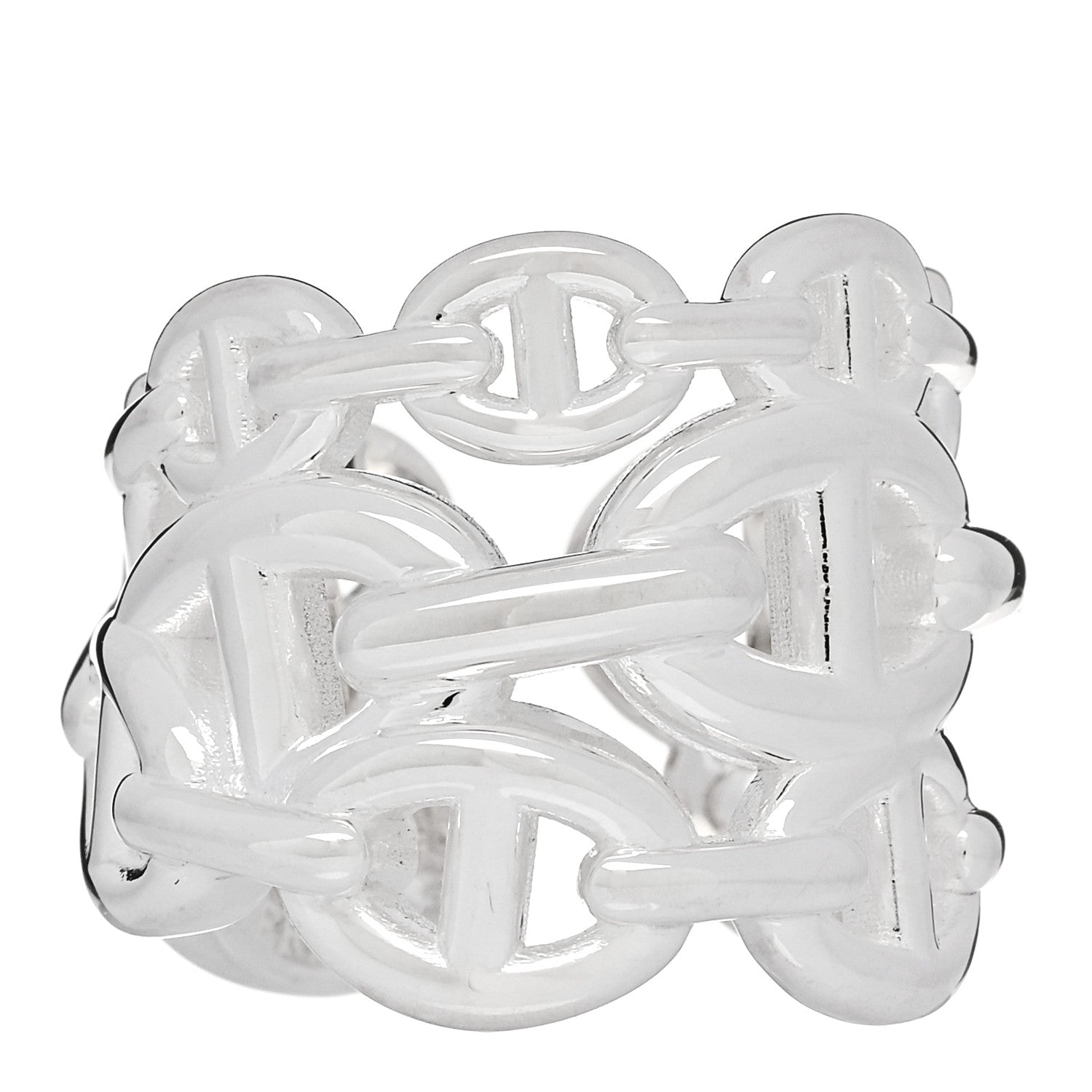 Hermes Sterling Silver GM Chaine d'Ancre Enchainee Band Ring 51 5.75 1 of 6