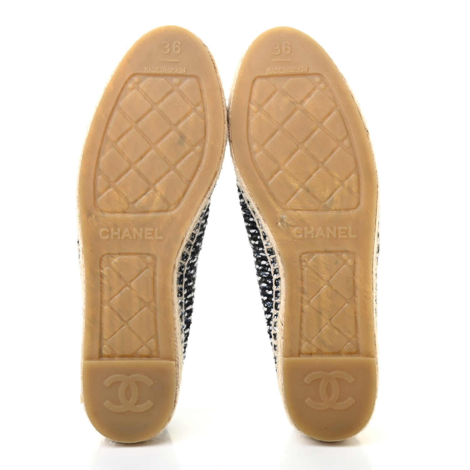 Chanel Tweed Grosgrain CC Espadrilles 36 Black Navy White 5 of 9