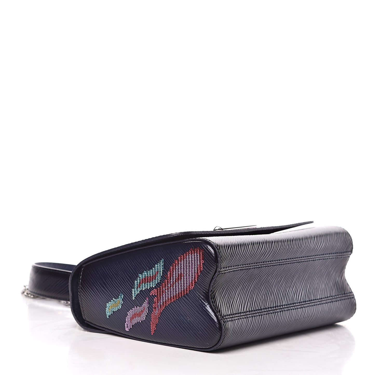 Epi Sequins Flame Twist Shoulder Bag MM Blue Nuit