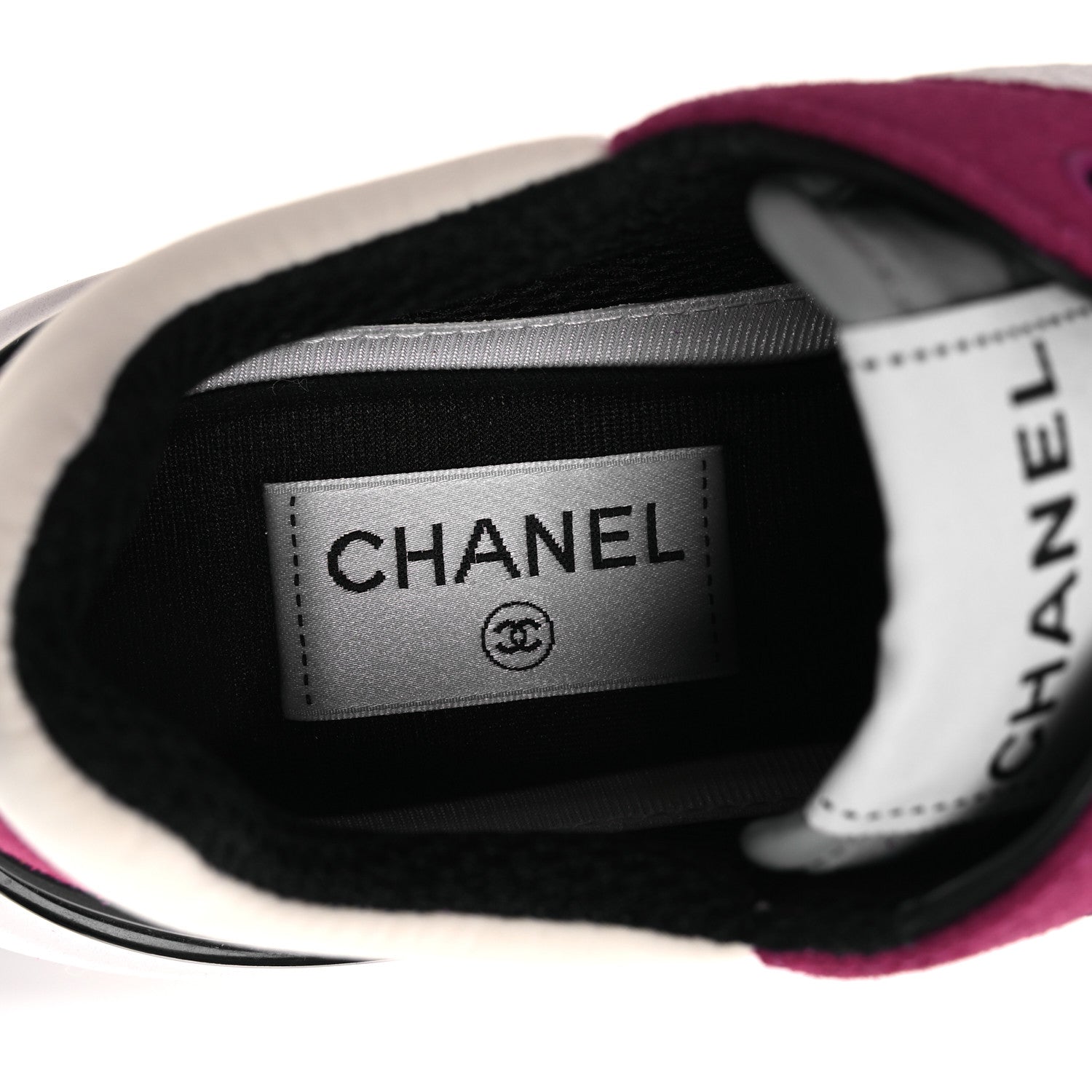 Chanel Mesh Suede Calfskin Womens CC Sneakers 36 White Dark Pink Grey 9 of 10