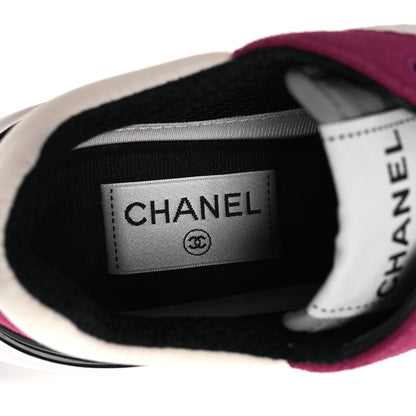 Chanel Mesh Suede Calfskin Womens CC Sneakers 36 White Dark Pink Grey 9 of 10