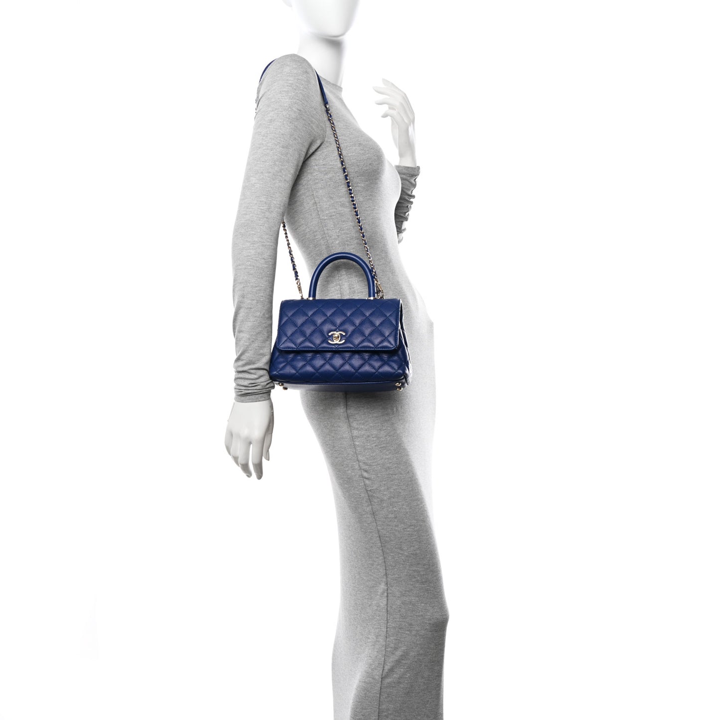 Caviar Quilted Mini Coco Handle Flap Blue