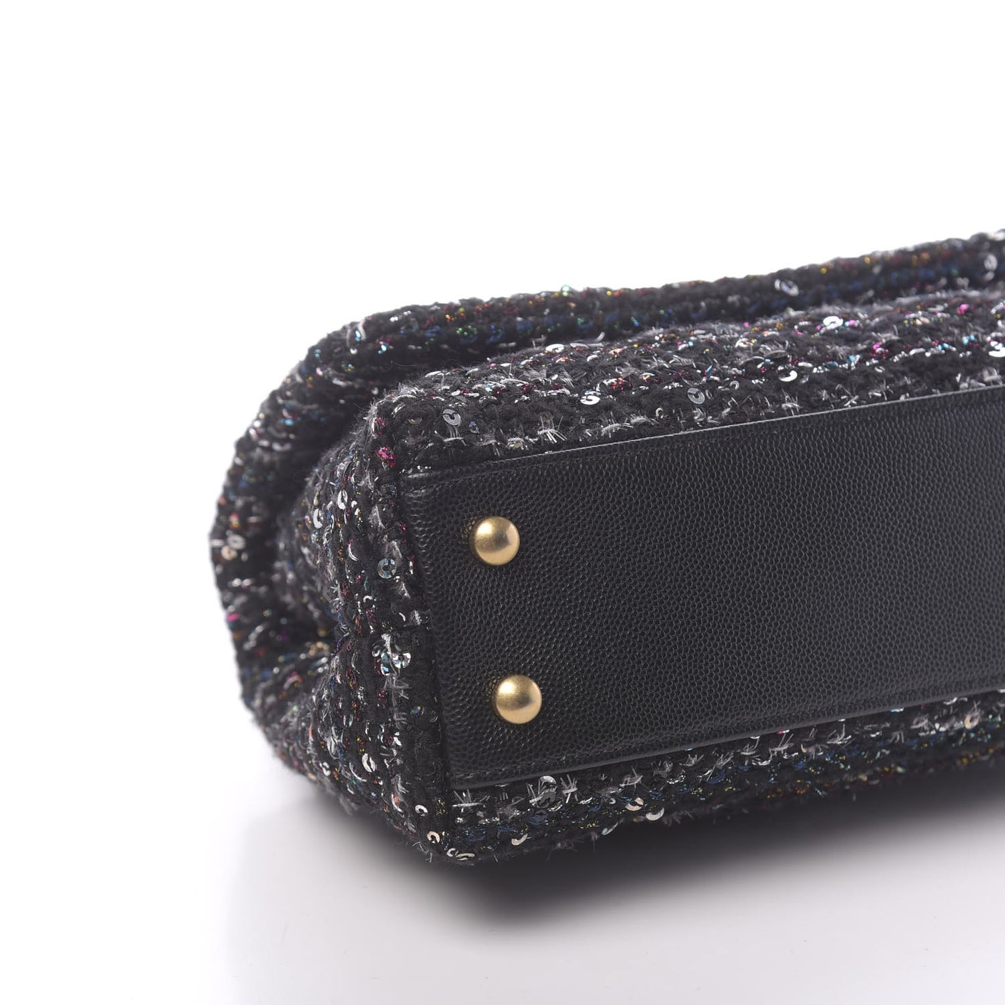Tweed Sequin Mini Coco Handle Flap Black