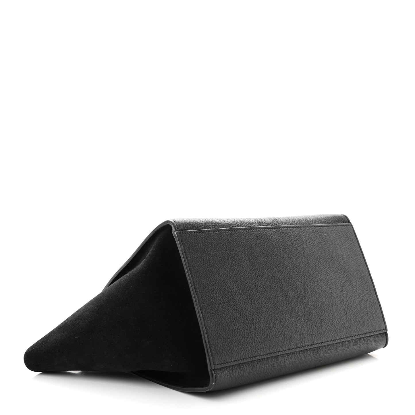 Drummed Calfskin Suede Small Trapeze Black