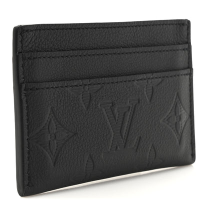 Louis Vuitton Calfskin Monogram Shadow Double Card Holder Black Black 3 of 7