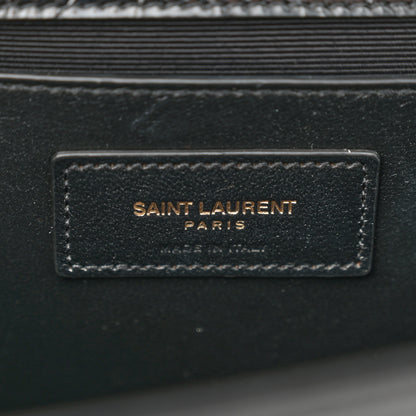 Saint Laurent Calfskin Crocodile Embossed Medium Classic Monogram Kate Tassel Satchel Black 6 of 14